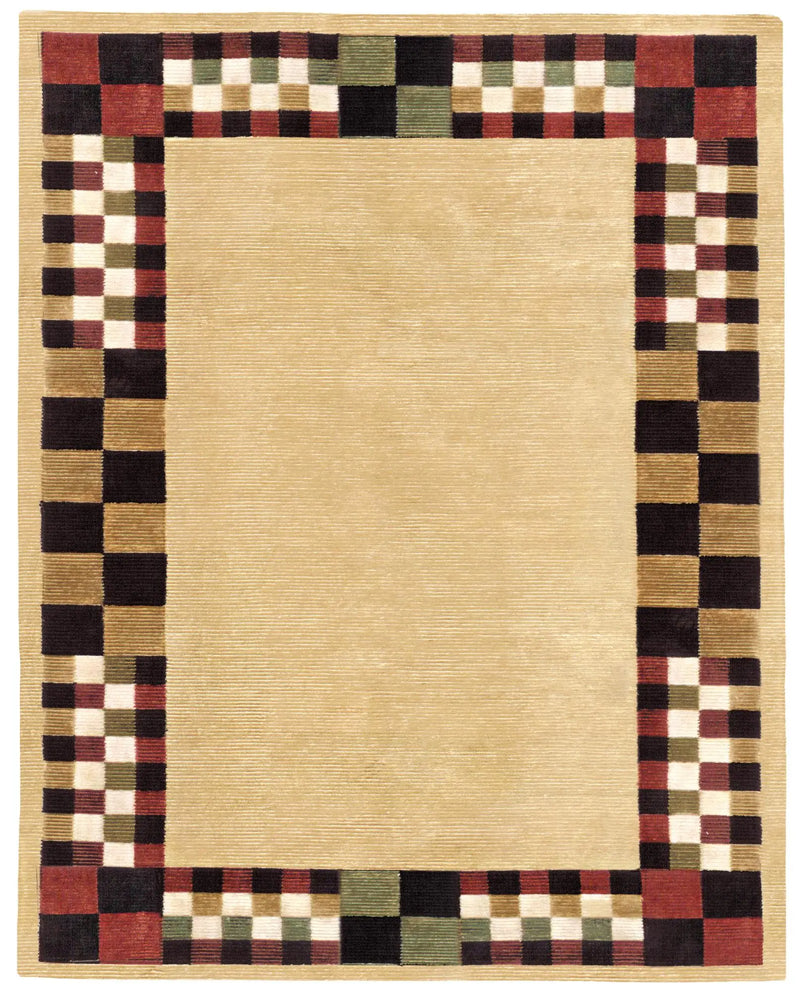 8' X 10' Tan Red And Black Oriental Hand Knotted Area Rug Homeroots Home Decor