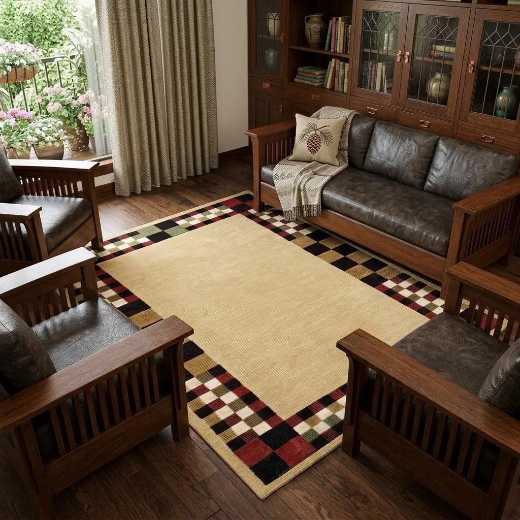 8' X 10' Tan Red And Black Oriental Hand Knotted Area Rug Homeroots Home Decor