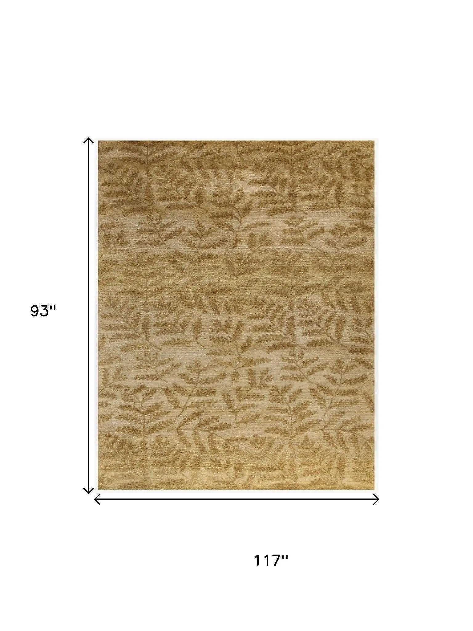 8' X 10' Tan Yellow And Orange Wool Floral Hand Knotted Area Rug Homeroots Home Decor