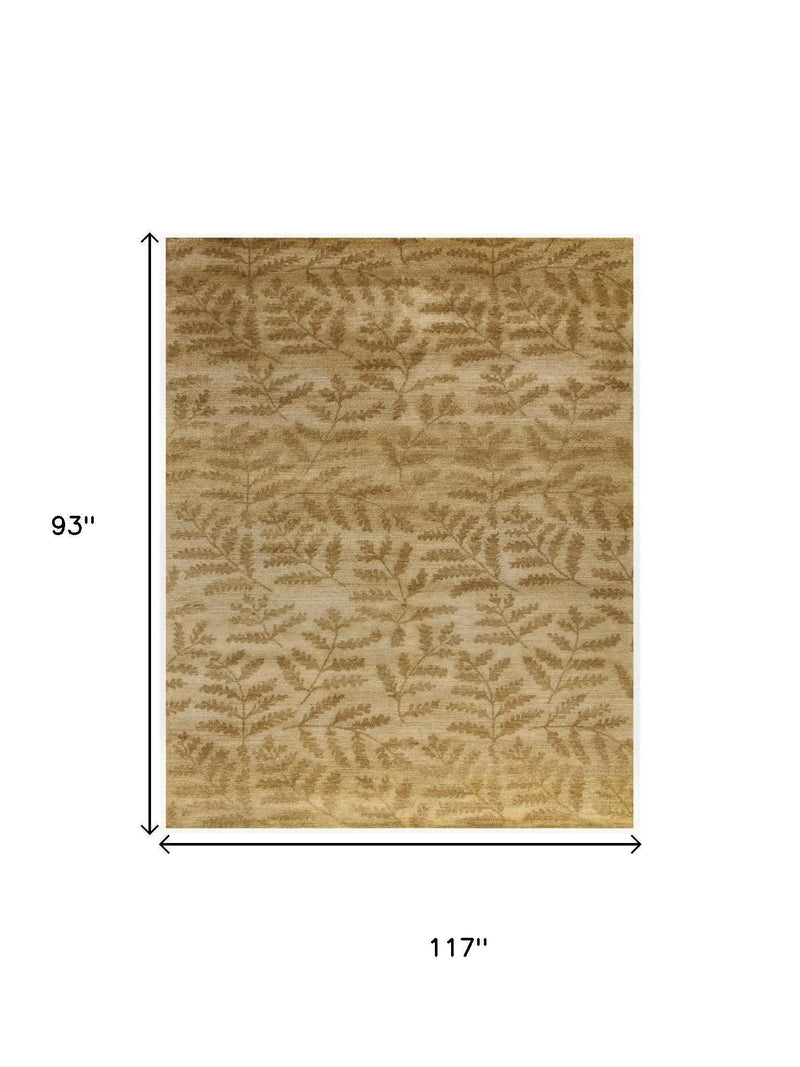 8' X 10' Tan Yellow And Orange Wool Floral Hand Knotted Area Rug Homeroots Home Decor