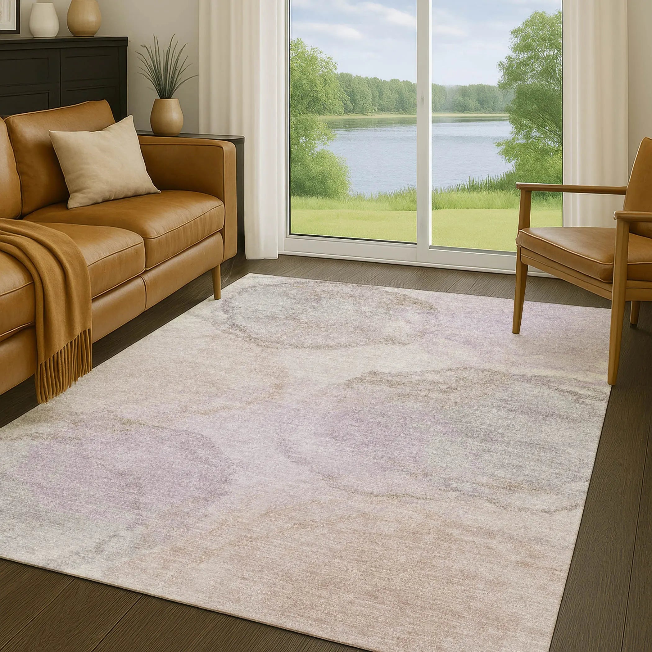 8' X 10' Taupe And Beige Abstract Washable Indoor Outdoor Area Rug Homeroots Outdoor