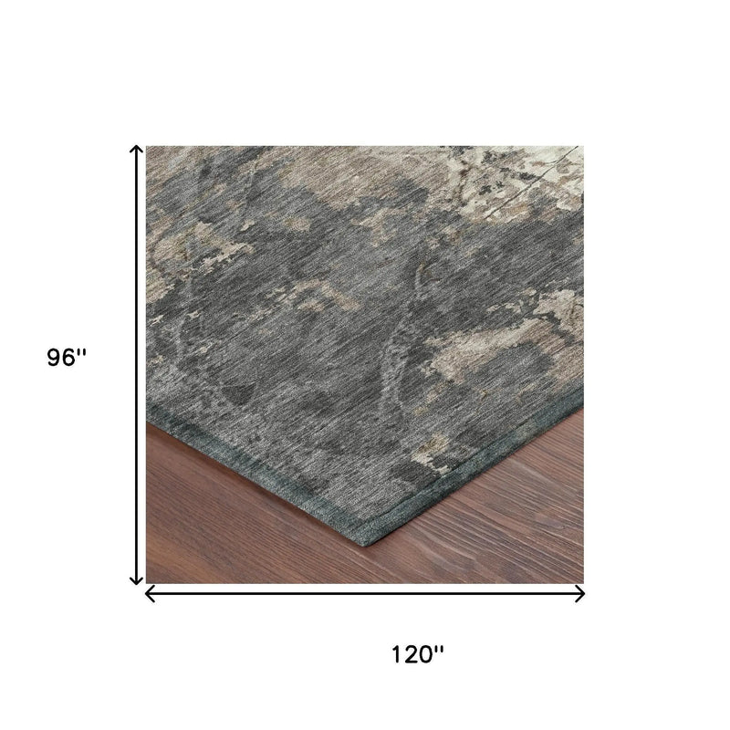8' X 10' Taupe And Beige Abstract Washable Indoor Outdoor Area Rug Homeroots Outdoor