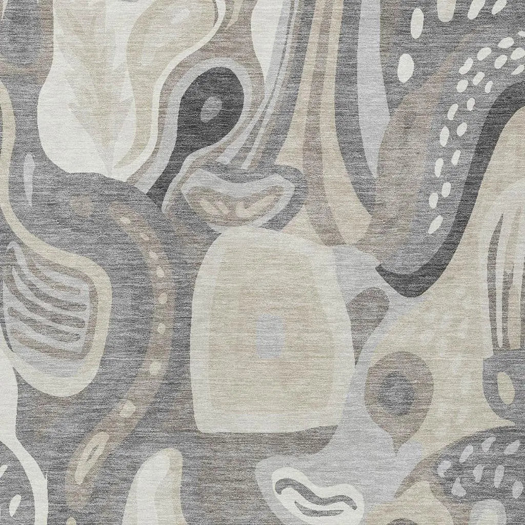 8' X 10' Taupe And Beige Abstract Washable Indoor Outdoor Area Rug Homeroots Outdoor