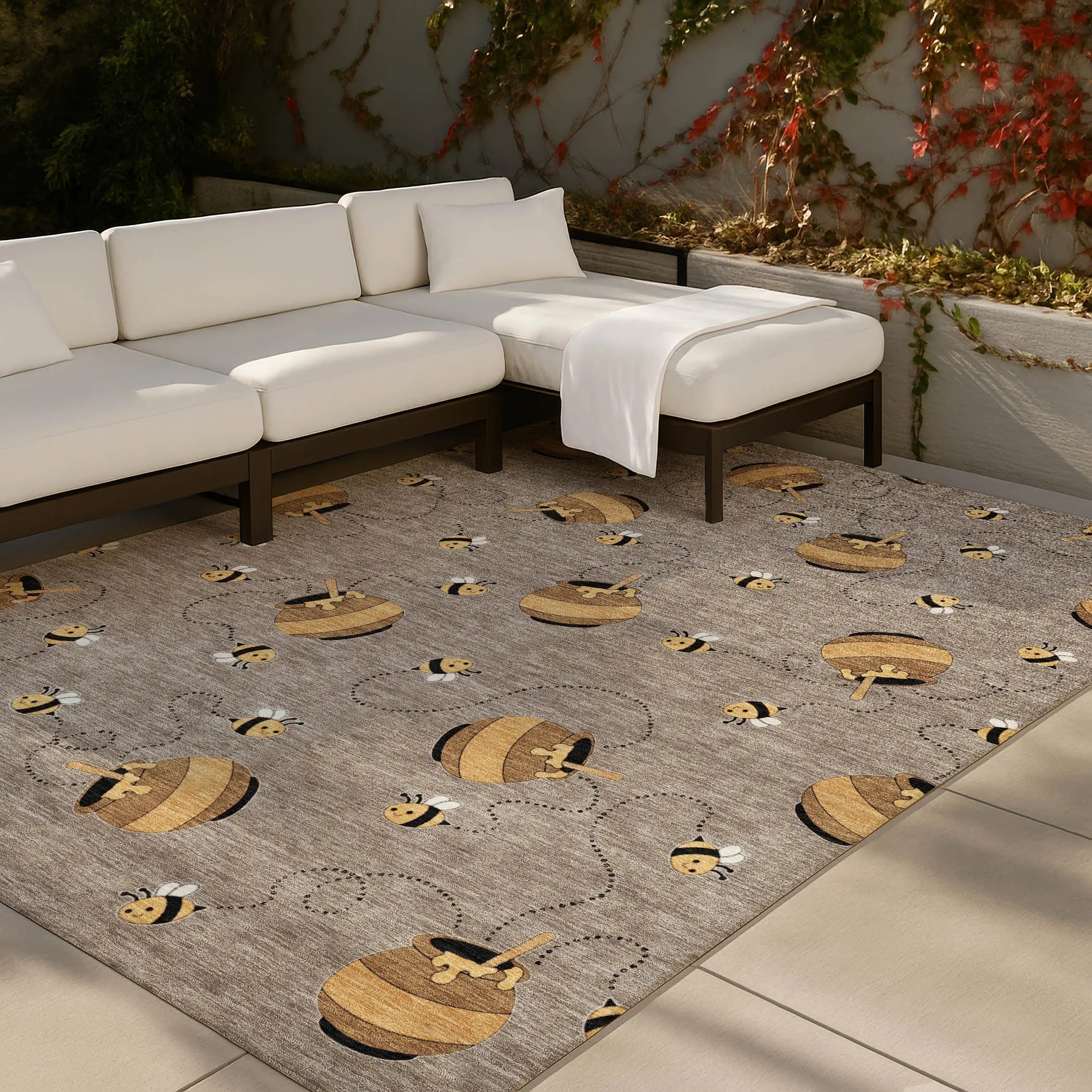 8' X 10' Taupe And Beige Geometric Washable Indoor Outdoor Area Rug Homeroots Outdoor