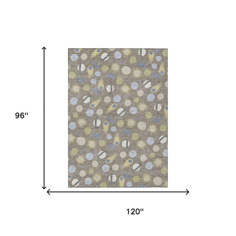 8' X 10' Taupe And Beige Geometric Washable Indoor Outdoor Area Rug Homeroots Outdoor