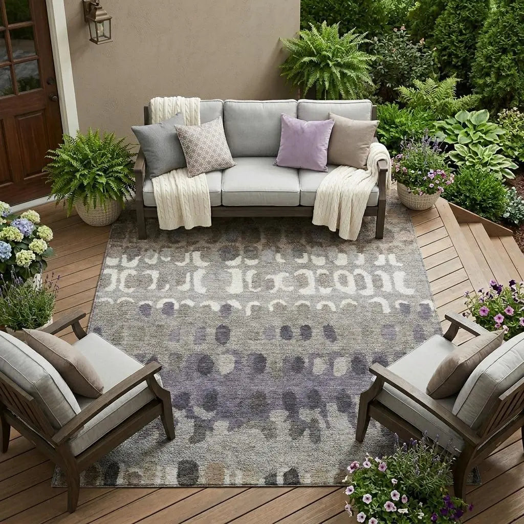 8' X 10' Taupe And Beige Geometric Washable Indoor Outdoor Area Rug Homeroots Outdoor
