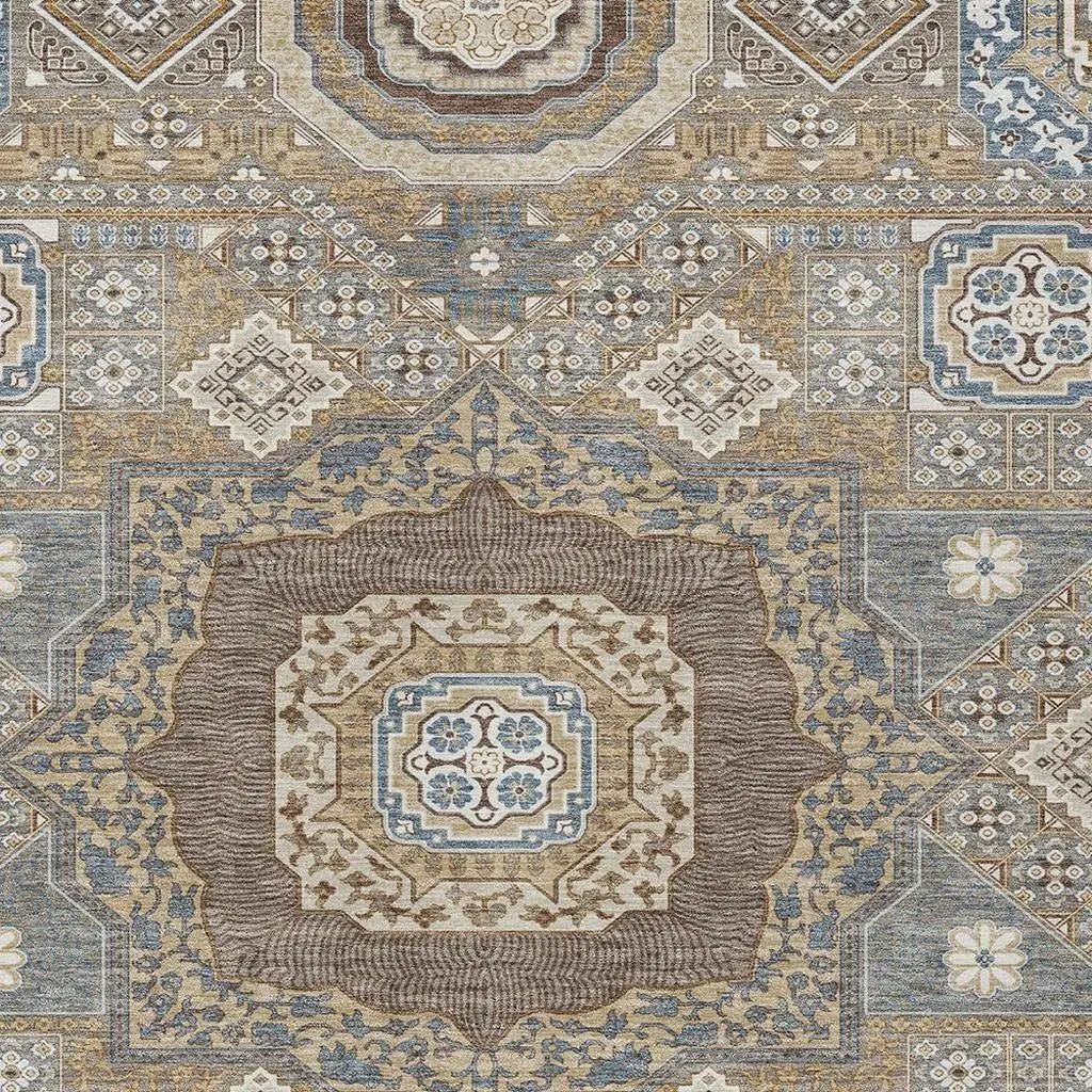 8' X 10' Taupe And Beige Oriental Washable Indoor Outdoor Area Rug Homeroots Outdoor