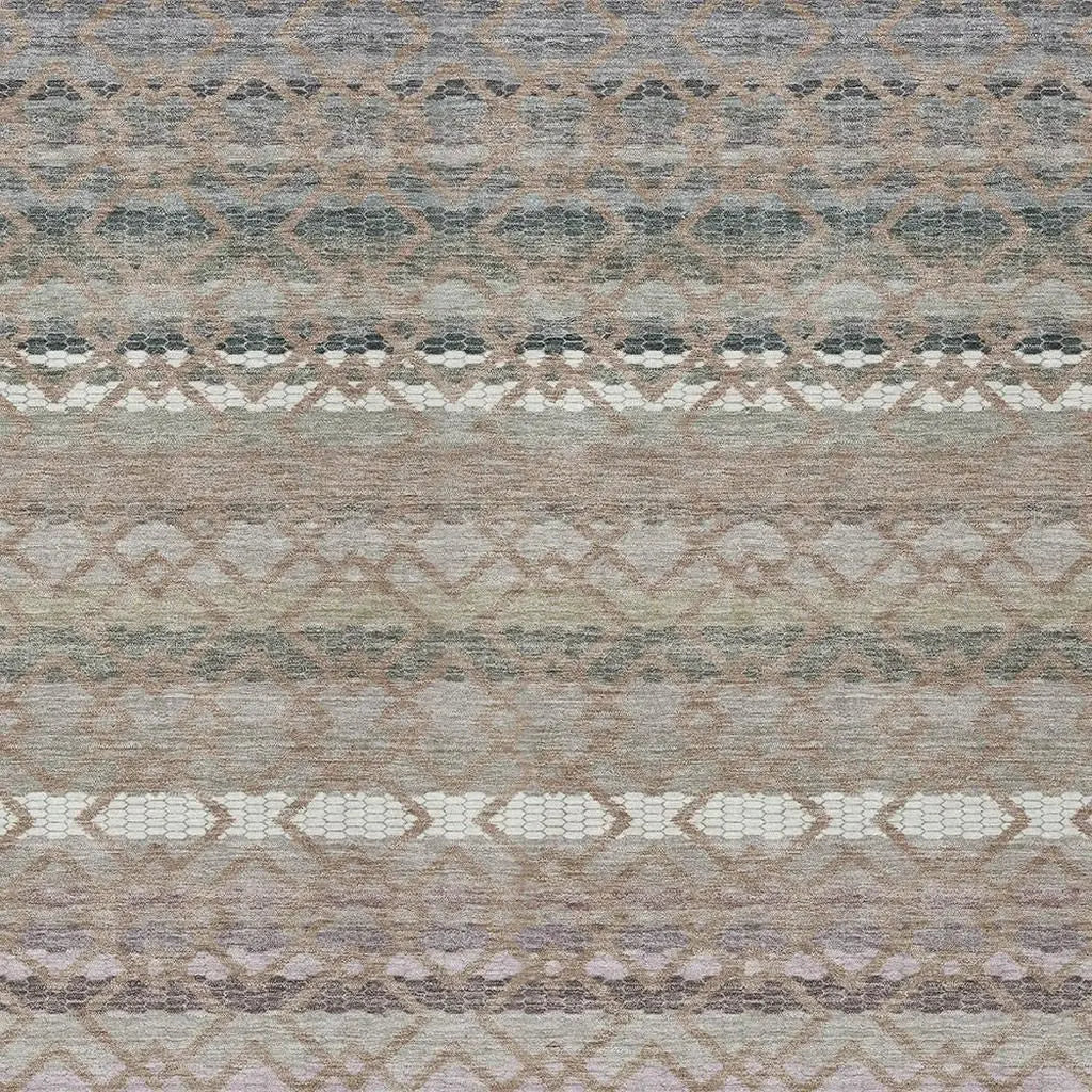 8' X 10' Taupe And Beige Striped Washable Indoor Outdoor Area Rug Homeroots Outdoor