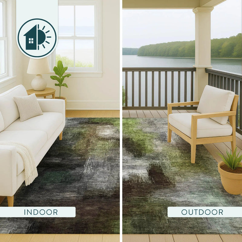8' X 10' Taupe And Brown Abstract Washable Indoor Outdoor Area Rug Homeroots Outdoor