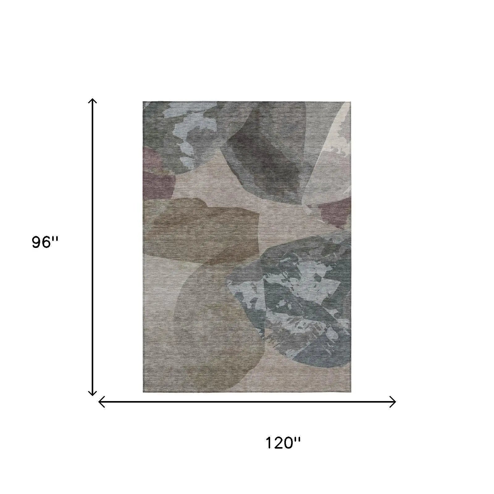 8' X 10' Taupe And Brown Abstract Washable Indoor Outdoor Area Rug Homeroots Outdoor
