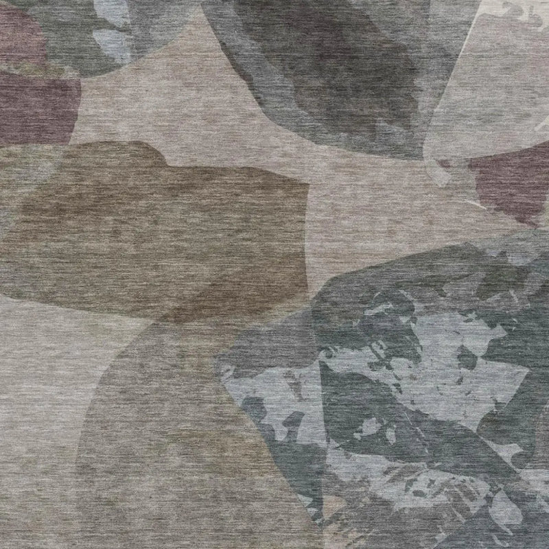 8' X 10' Taupe And Brown Abstract Washable Indoor Outdoor Area Rug Homeroots Outdoor