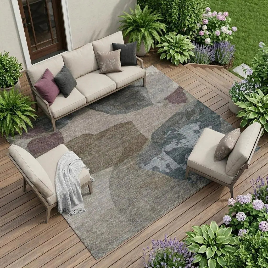 8' X 10' Taupe And Brown Abstract Washable Indoor Outdoor Area Rug Homeroots Outdoor