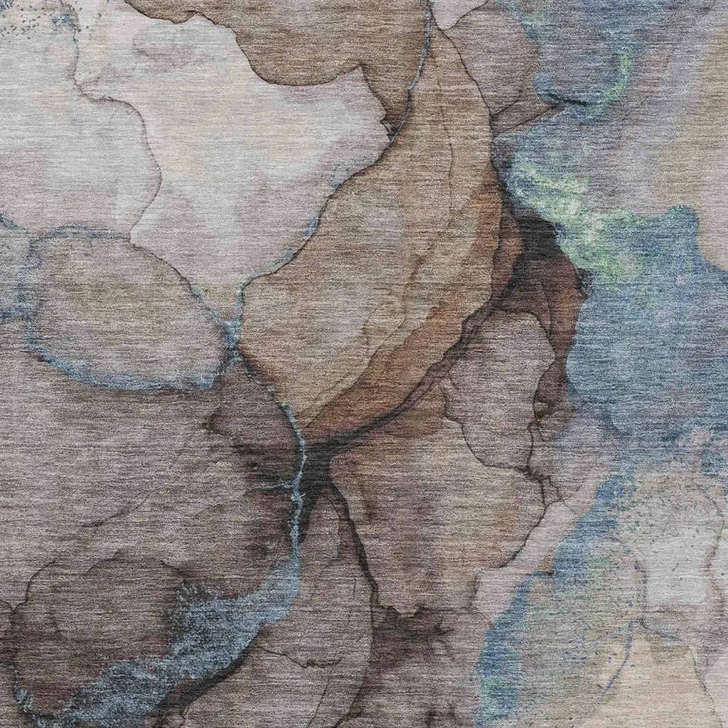 8' X 10' Taupe And Brown Abstract Washable Indoor Outdoor Area Rug Homeroots Outdoor
