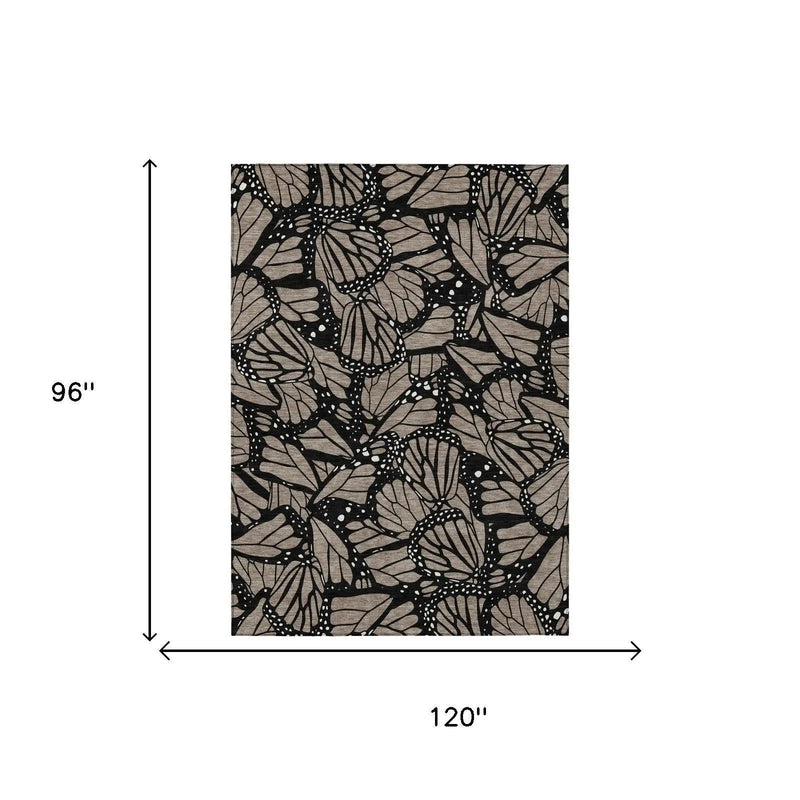 8' X 10' Taupe And Brown Animal Print Washable Indoor Outdoor Area Rug Homeroots Outdoor