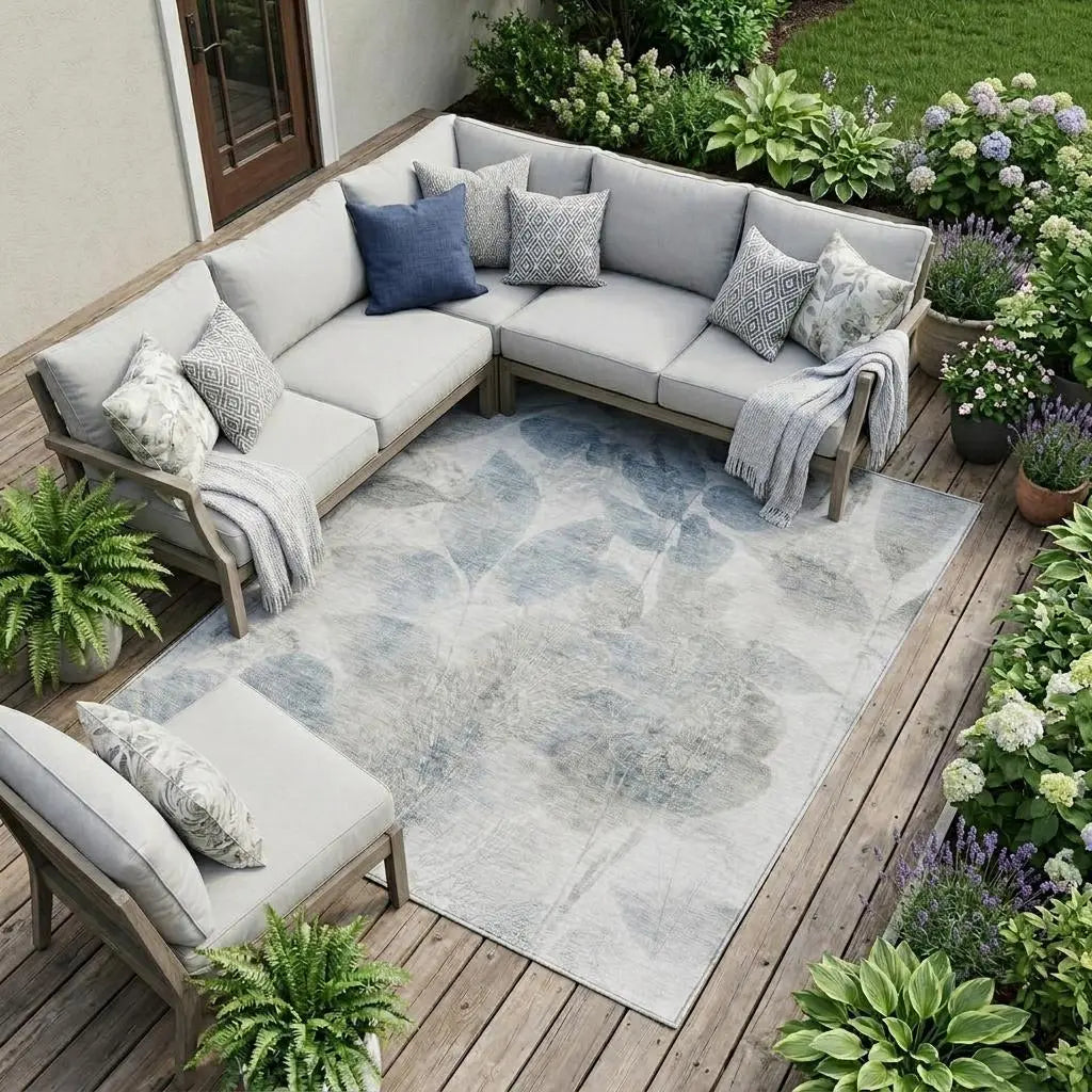 8' X 10' Taupe And Brown Floral Washable Indoor Outdoor Area Rug Homeroots Outdoor