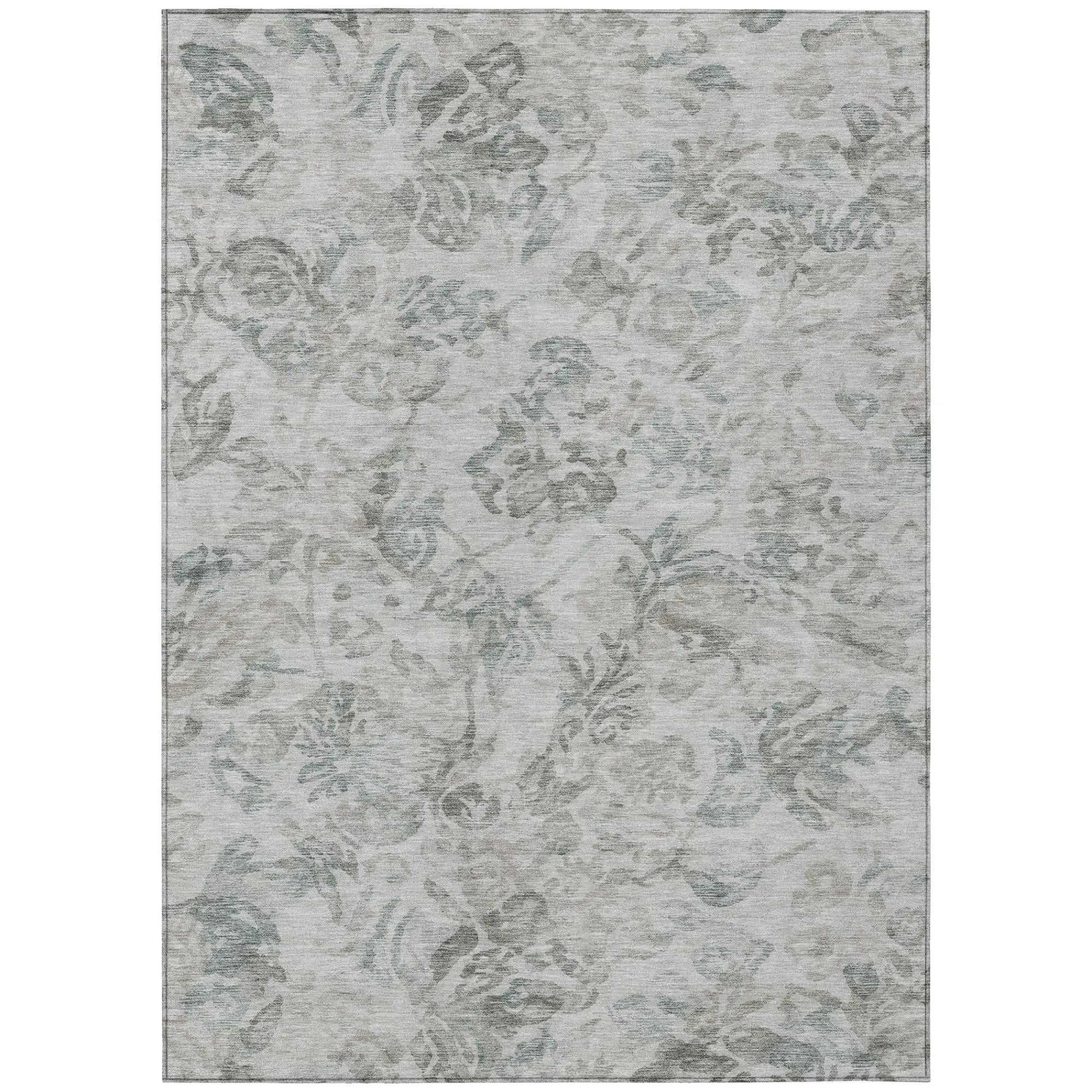 8' X 10' Taupe And Brown Floral Washable Indoor Outdoor Area Rug Homeroots Outdoor