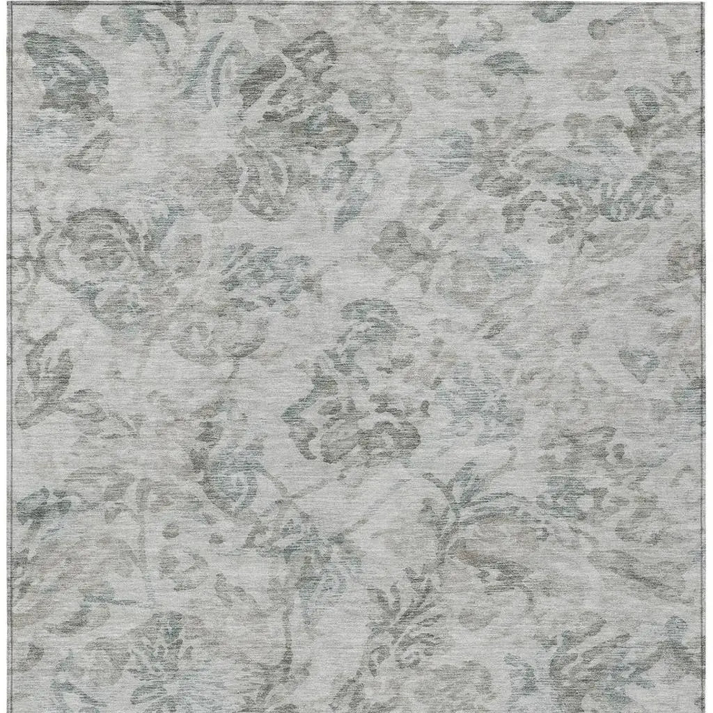 8' X 10' Taupe And Brown Floral Washable Indoor Outdoor Area Rug Homeroots Outdoor