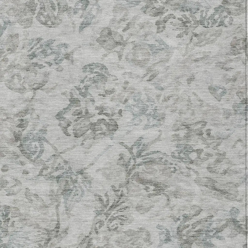 8' X 10' Taupe And Brown Floral Washable Indoor Outdoor Area Rug Homeroots Outdoor