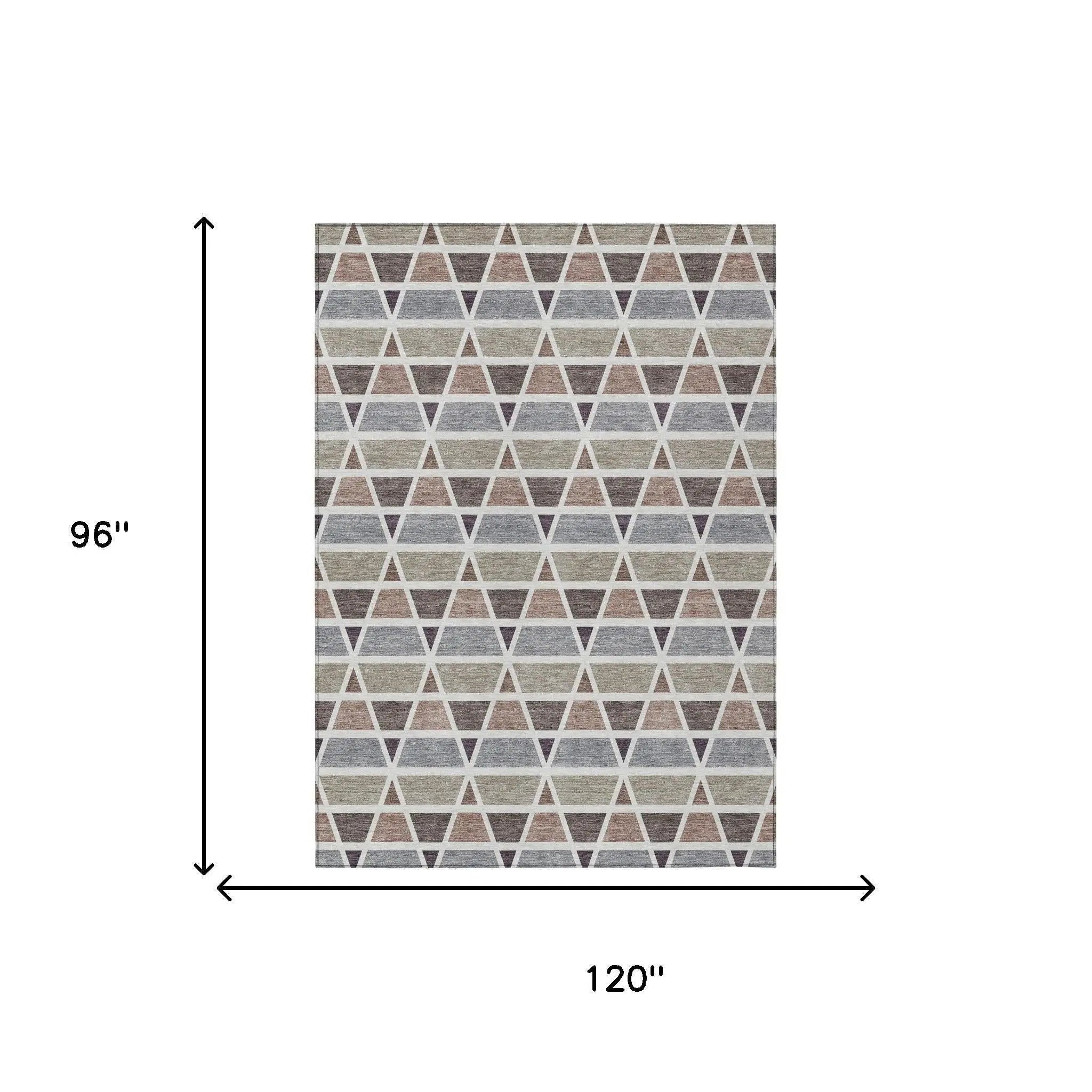 8' X 10' Taupe And Brown Geometric Washable Indoor Outdoor Area Rug Homeroots Outdoor