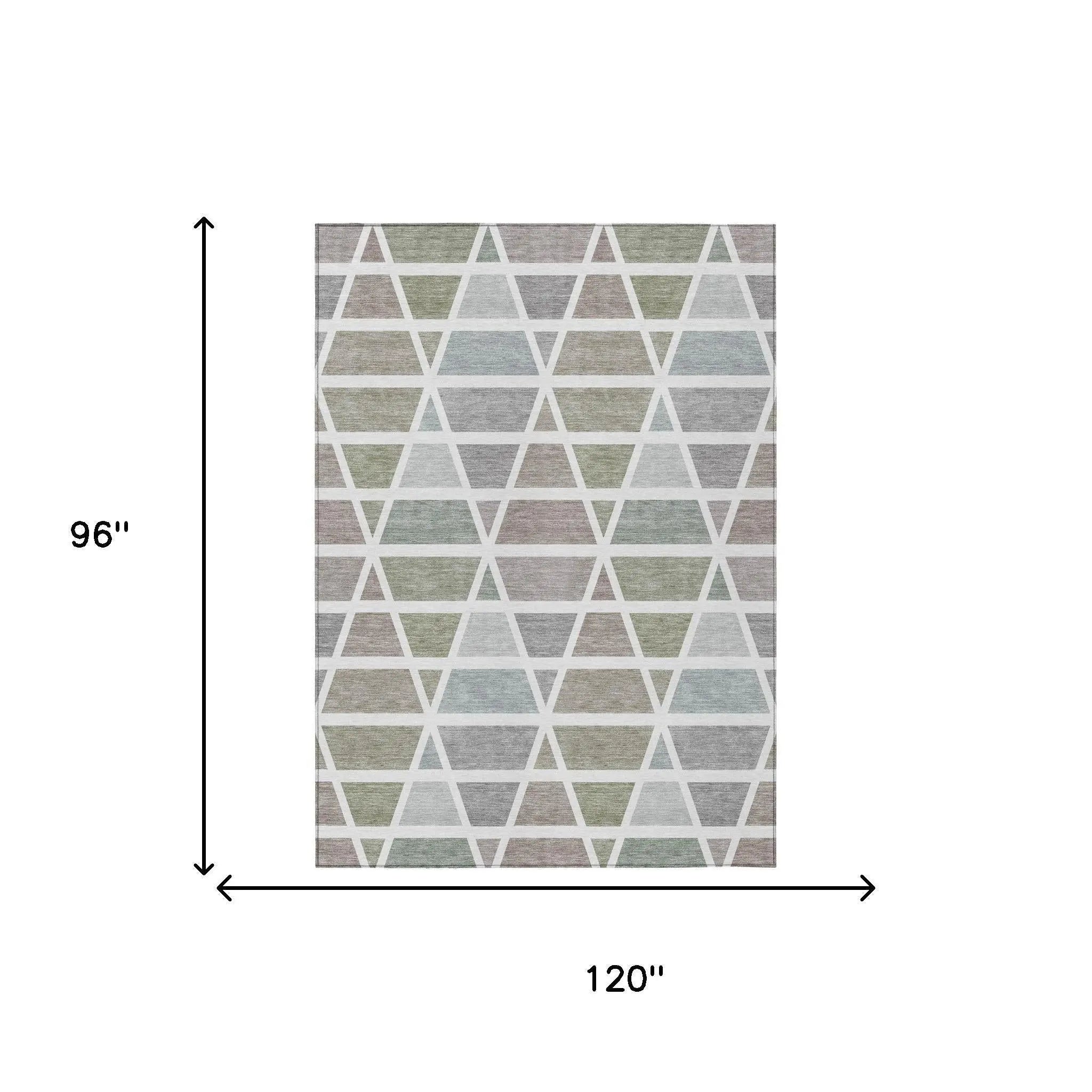 8' X 10' Taupe And Brown Geometric Washable Indoor Outdoor Area Rug Homeroots Outdoor