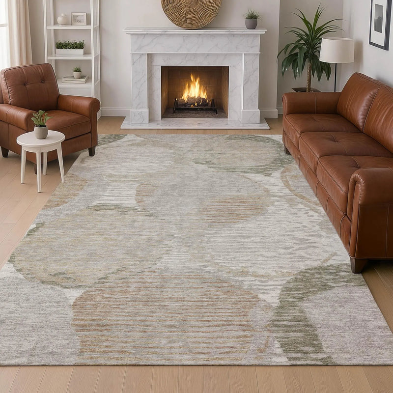 8' X 10' Taupe And Brown Geometric Washable Indoor Outdoor Area Rug Homeroots Outdoor
