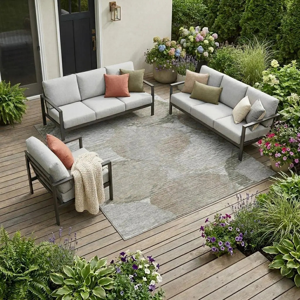 8' X 10' Taupe And Brown Geometric Washable Indoor Outdoor Area Rug Homeroots Outdoor