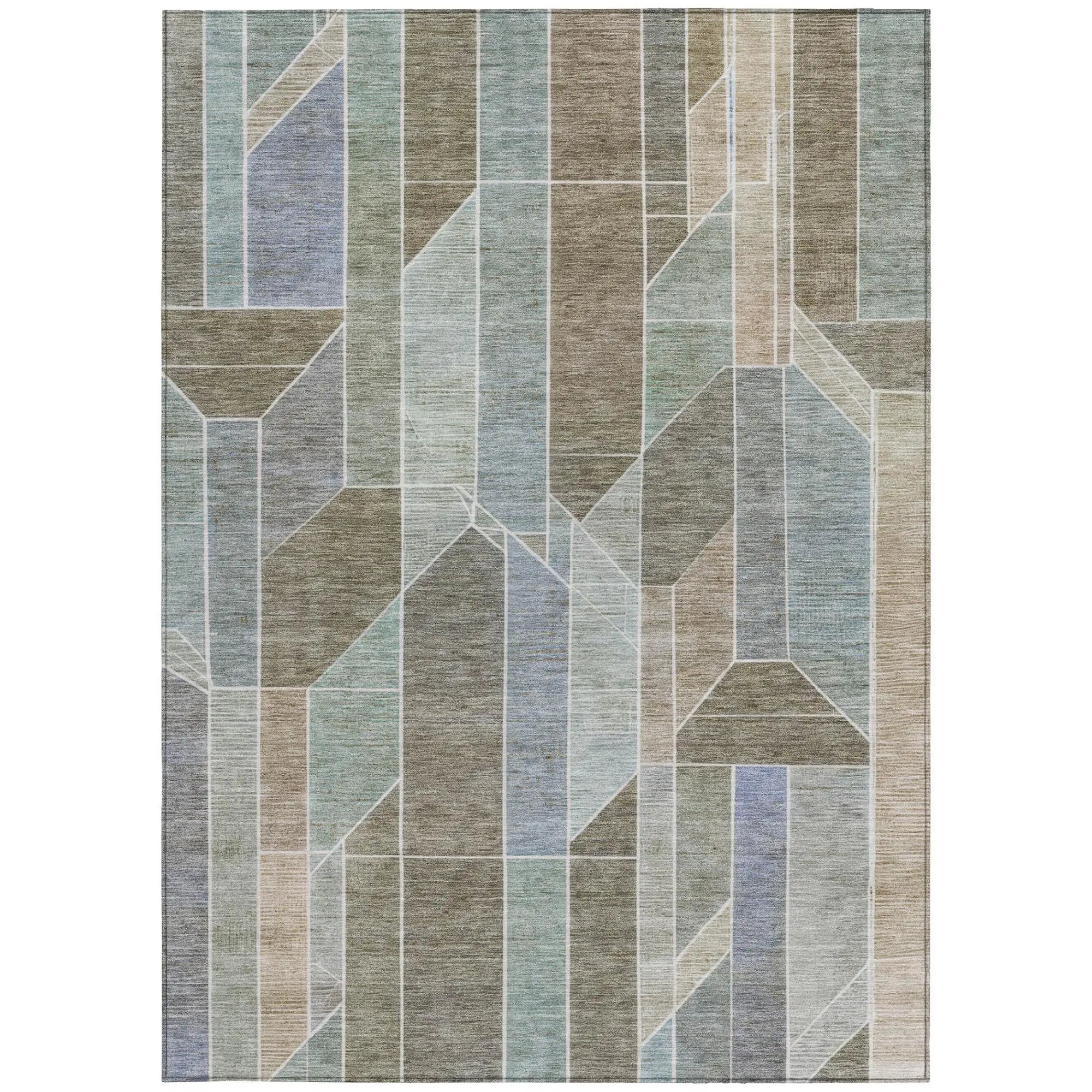 8' X 10' Taupe And Brown Geometric Washable Indoor Outdoor Area Rug Homeroots Outdoor
