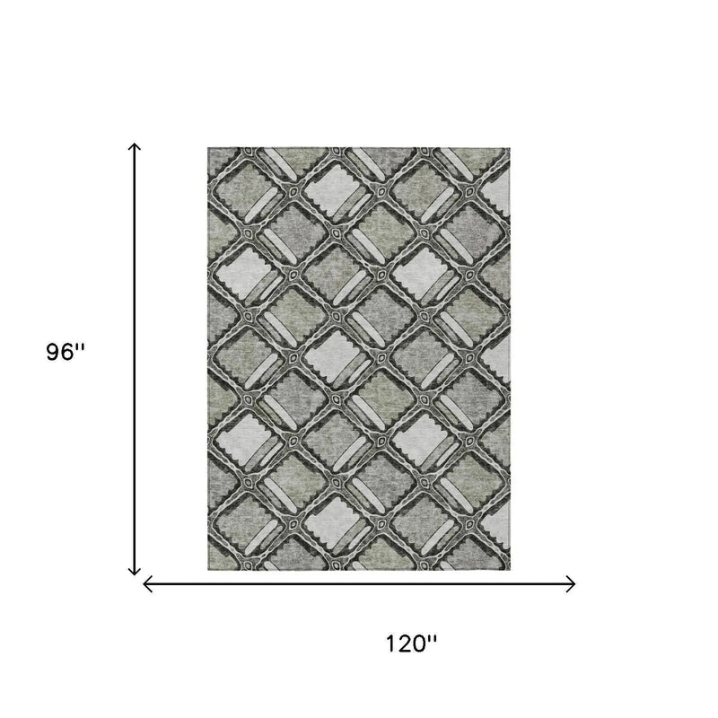 8' X 10' Taupe And Brown Geometric Washable Indoor Outdoor Area Rug Homeroots Outdoor