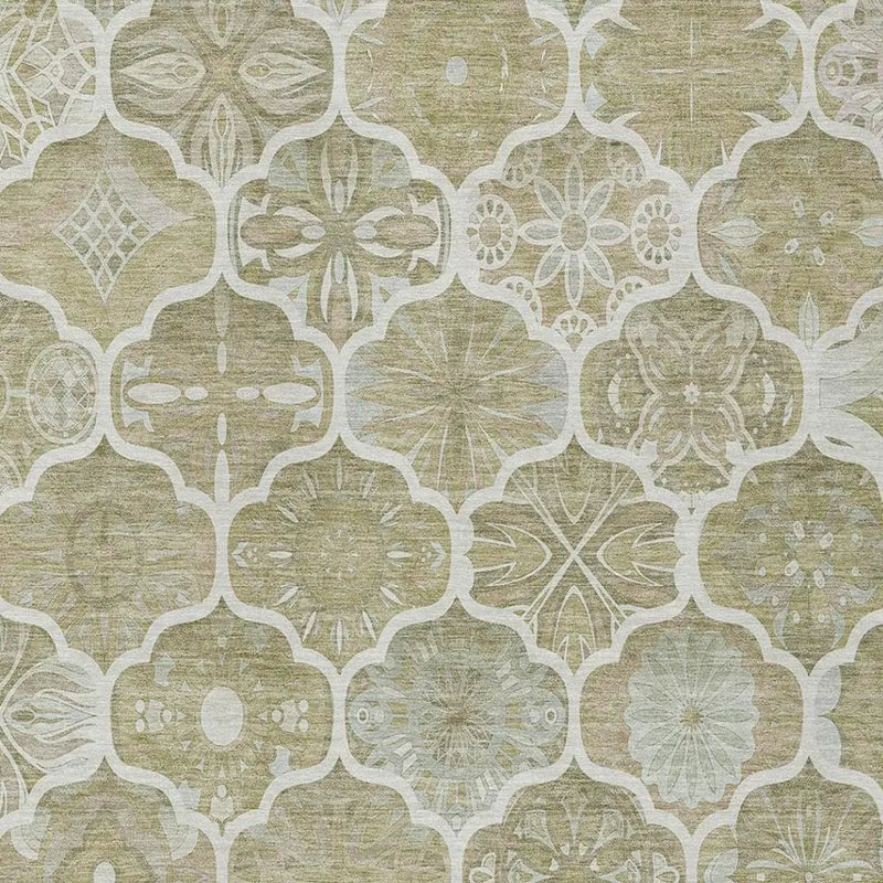 8' X 10' Taupe And Brown Ogee Washable Indoor Outdoor Area Rug Homeroots Outdoor