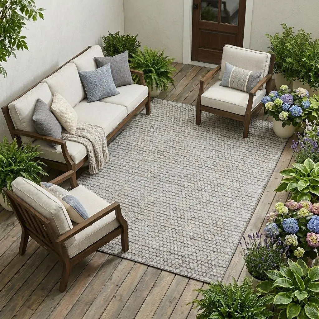 8' X 10' Taupe And Brown Striped Washable Indoor Outdoor Area Rug Homeroots Outdoor
