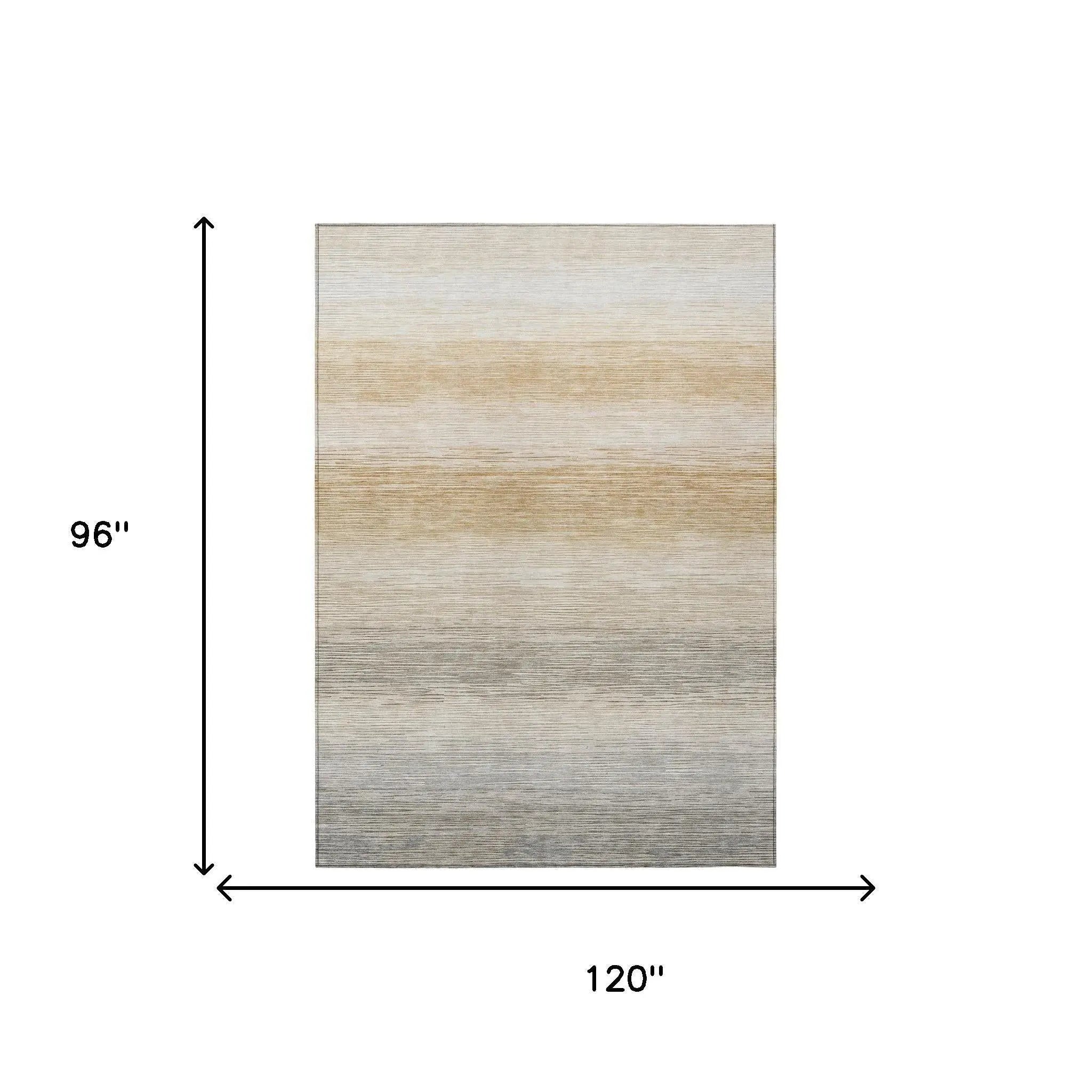 8' X 10' Taupe And Brown Striped Washable Indoor Outdoor Area Rug Homeroots Outdoor