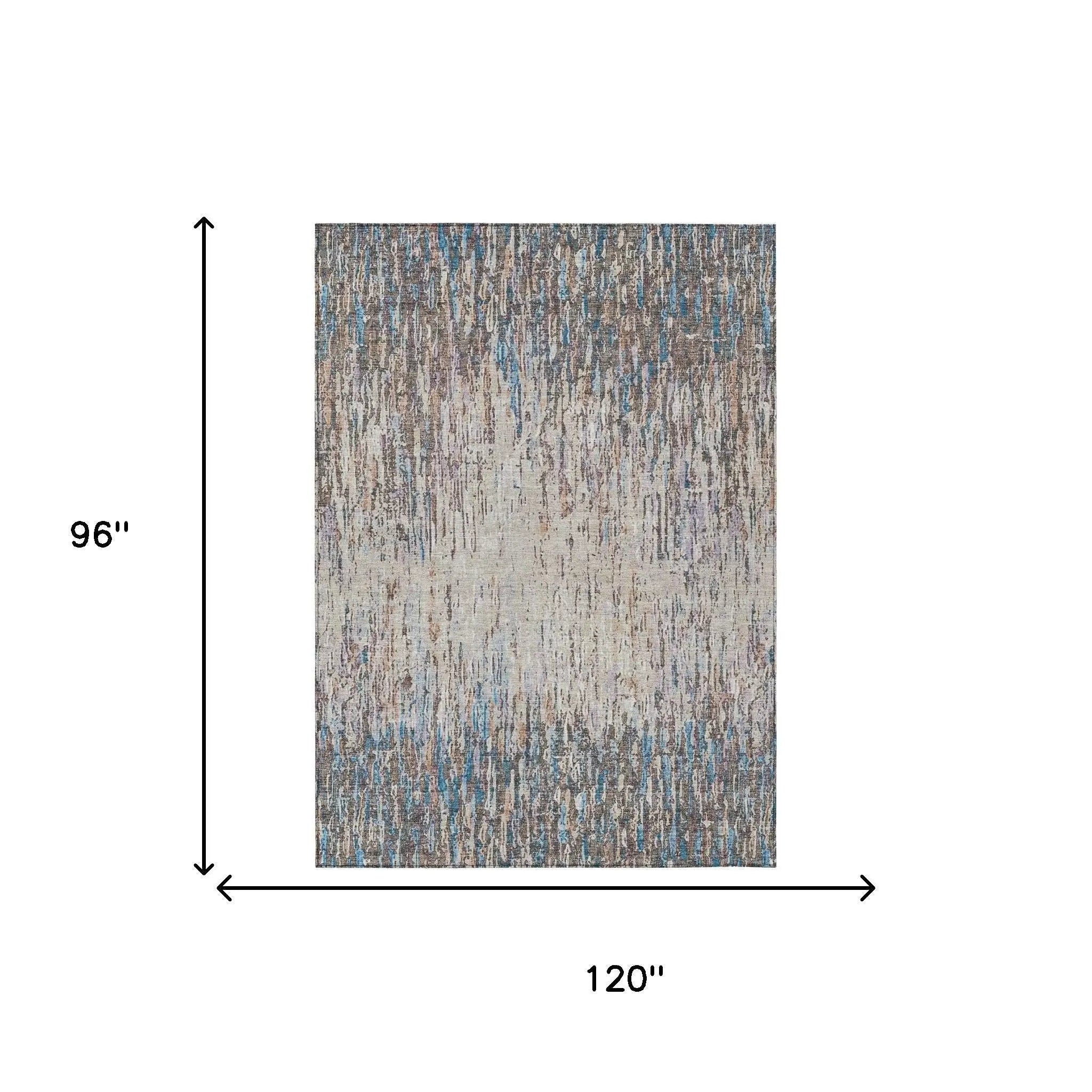 8' X 10' Taupe And Brown Striped Washable Indoor Outdoor Area Rug Homeroots Outdoor