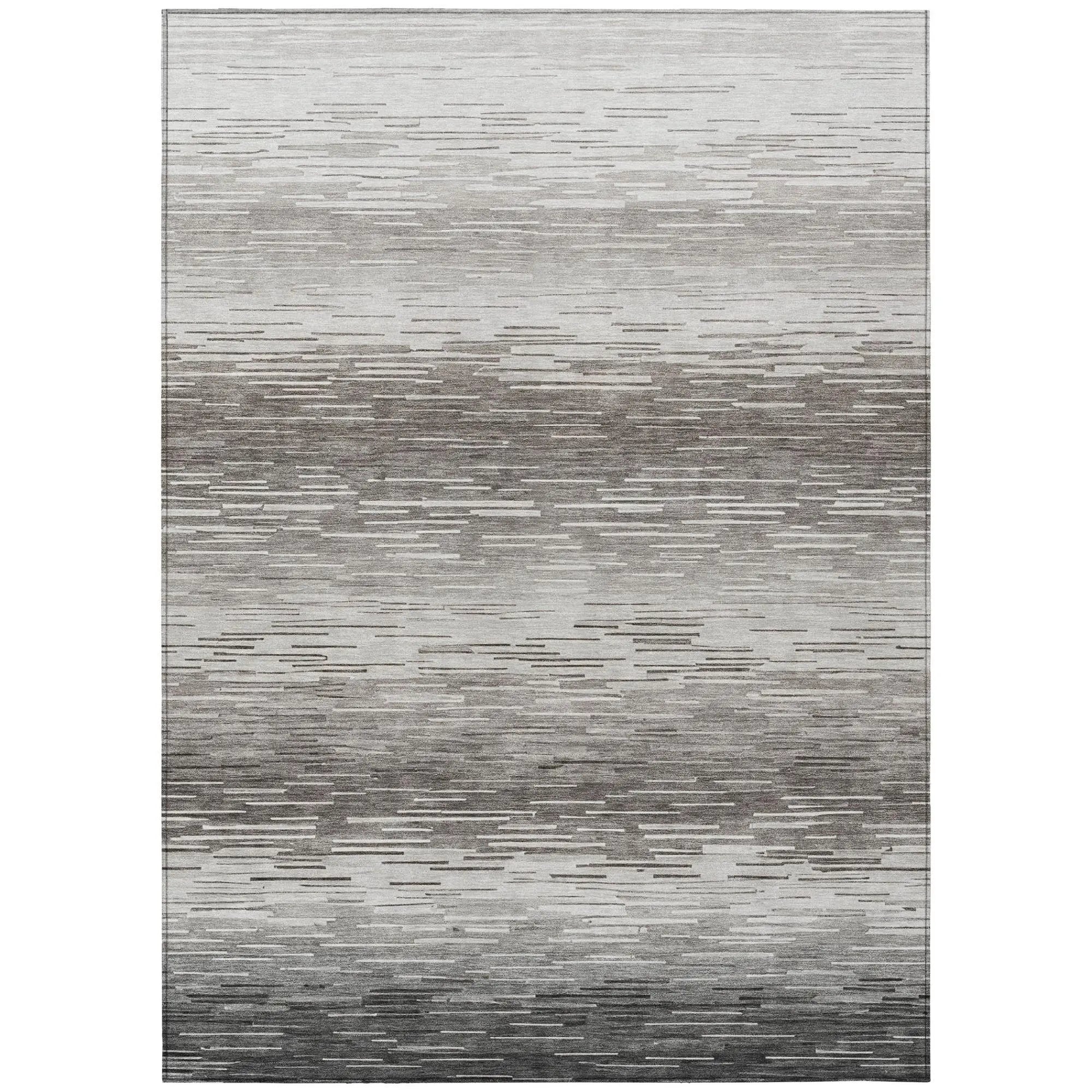 8' X 10' Taupe And Brown Striped Washable Indoor Outdoor Area Rug Homeroots Outdoor