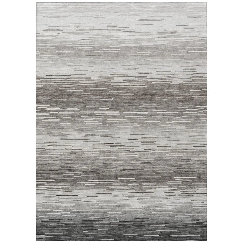 8' X 10' Taupe And Brown Striped Washable Indoor Outdoor Area Rug Homeroots Outdoor