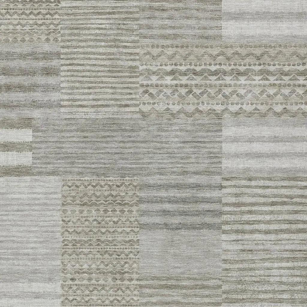 8' X 10' Taupe And Brown Striped Washable Indoor Outdoor Area Rug Homeroots Outdoor