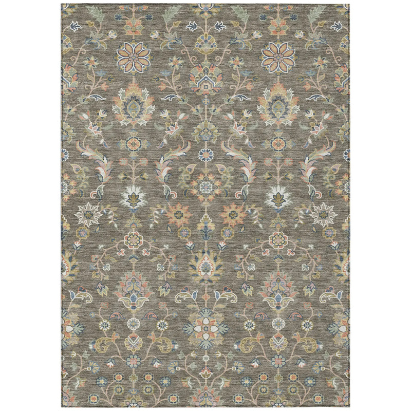 8' X 10' Taupe And Denim Blue Abstract Washable Indoor Outdoor Area Rug Homeroots Outdoor