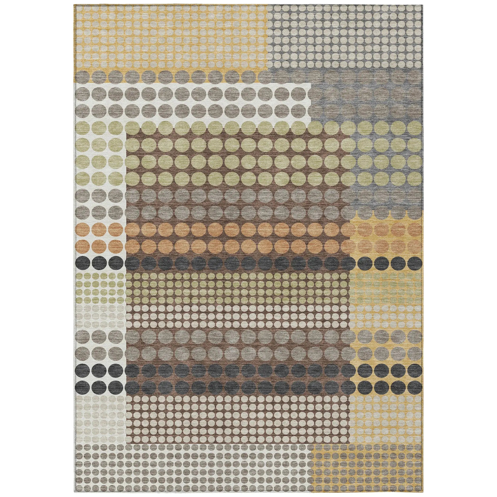 8' X 10' Taupe And Gold Geometric Washable Indoor Outdoor Area Rug Homeroots Outdoor