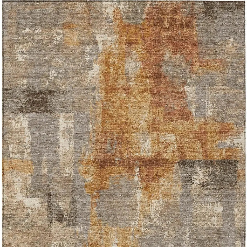 8' X 10' Taupe And Gray Abstract Washable Indoor Outdoor Area Rug Homeroots Outdoor