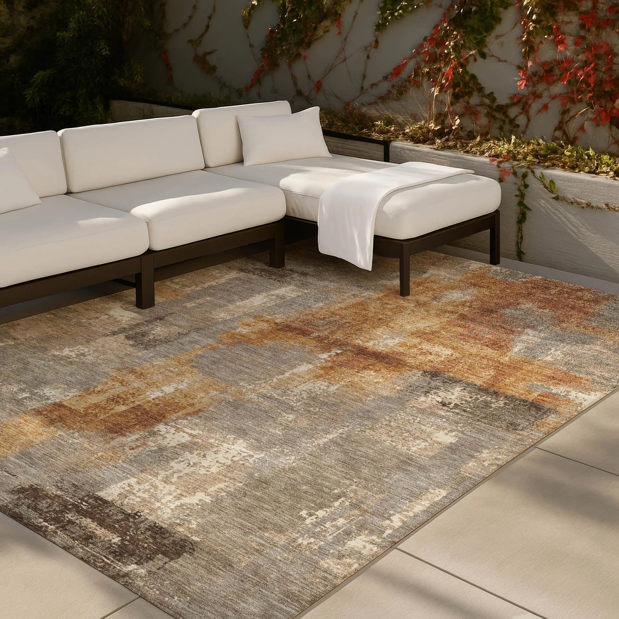 8' X 10' Taupe And Gray Abstract Washable Indoor Outdoor Area Rug Homeroots Outdoor