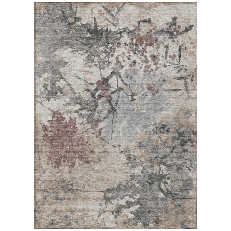 8' X 10' Taupe And Green Abstract Washable Indoor Outdoor Area Rug Homeroots Outdoor