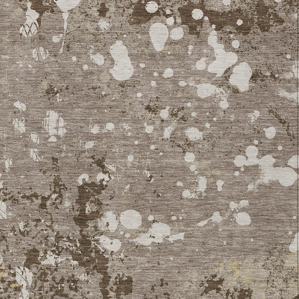 8' X 10' Taupe And Ivory Abstract Washable Indoor Outdoor Area Rug Homeroots Outdoor