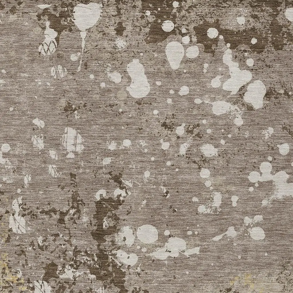 8' X 10' Taupe And Ivory Abstract Washable Indoor Outdoor Area Rug Homeroots Outdoor