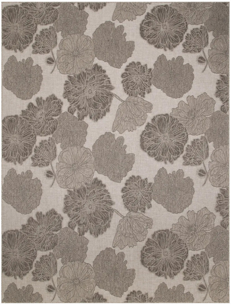 8' X 10' Taupe And Ivory Floral Indoor Outdoor Area Rug Homeroots Outdoor