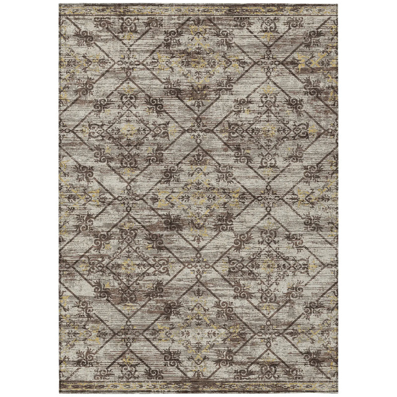 8' X 10' Taupe And Ivory Geometric Washable Indoor Outdoor Area Rug Homeroots Outdoor