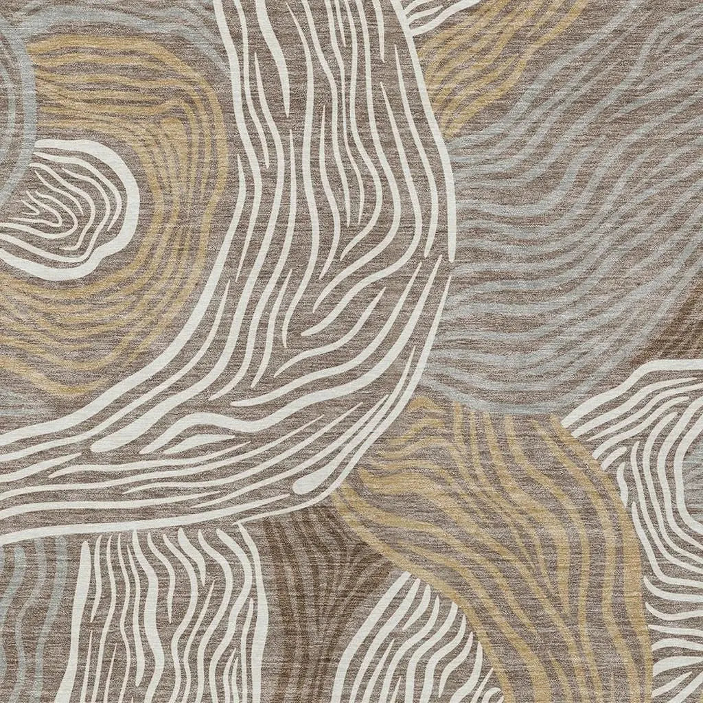 8' X 10' Taupe And Ivory Ikat Washable Indoor Outdoor Area Rug Homeroots Outdoor