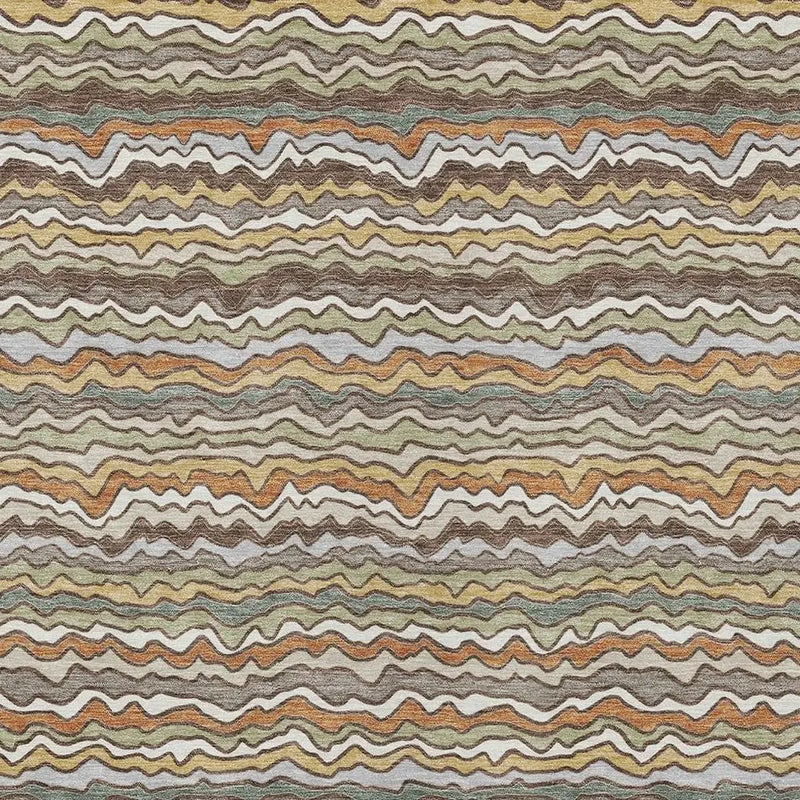 8' X 10' Taupe And Orange Striped Washable Indoor Outdoor Area Rug Homeroots Outdoor