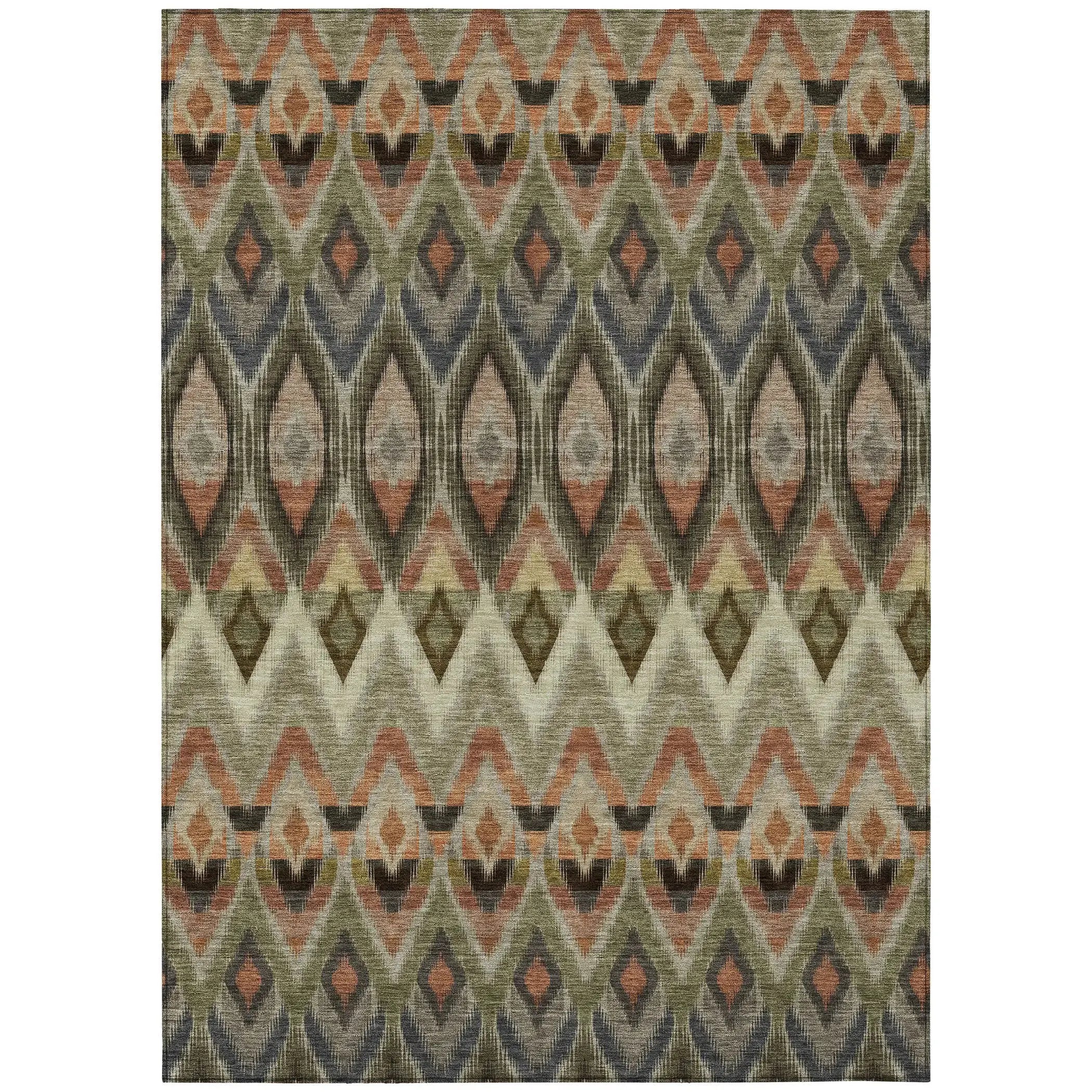 8' X 10' Taupe Olive Green And Beige Southwestern Washable Indoor Outdoor Area Rug Homeroots Outdoor