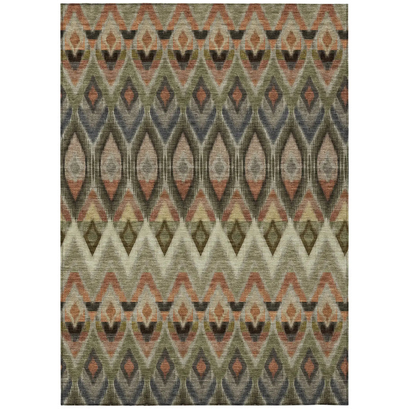 8' X 10' Taupe Olive Green And Beige Southwestern Washable Indoor Outdoor Area Rug Homeroots Outdoor