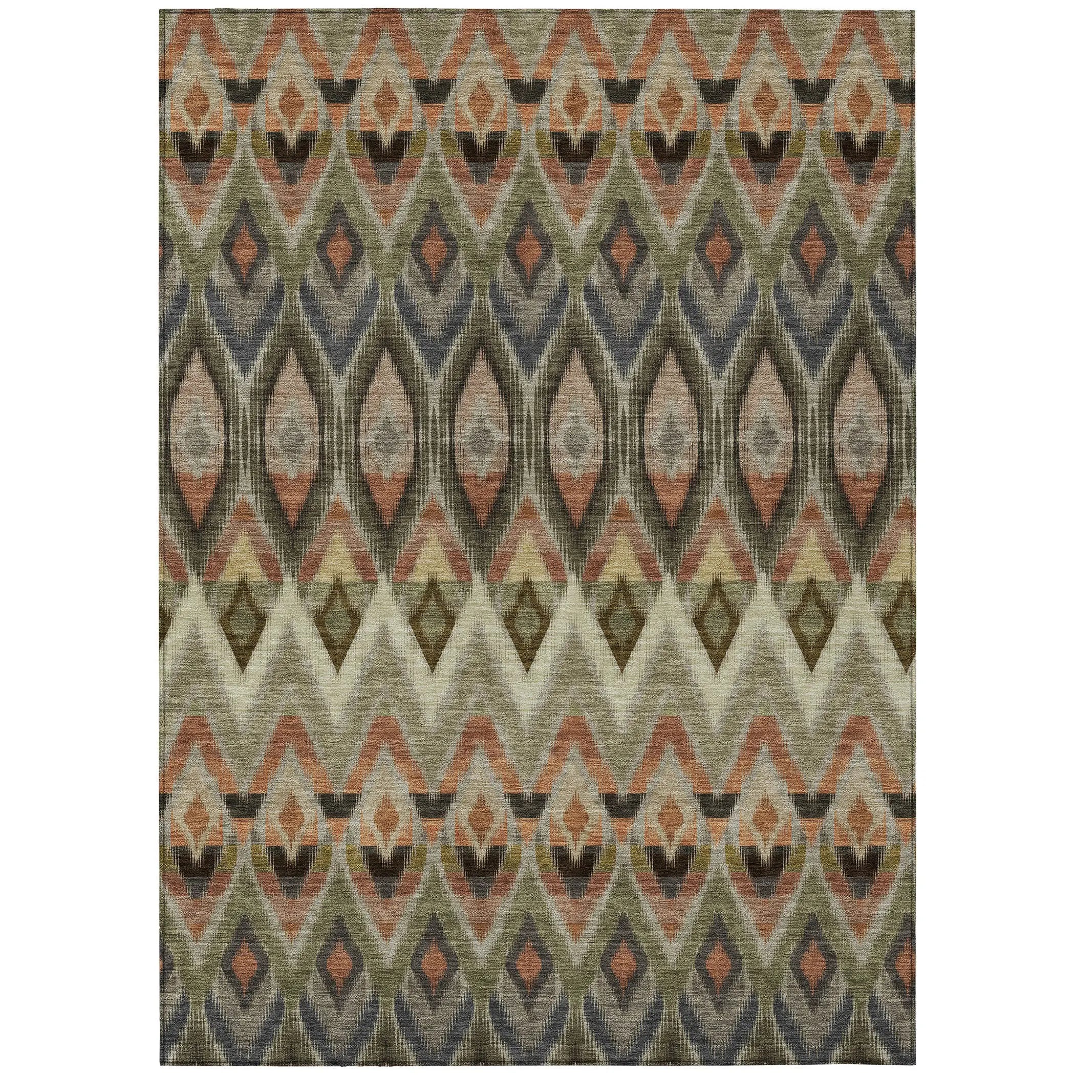 8' X 10' Taupe Olive Green And Beige Southwestern Washable Indoor Outdoor Area Rug Homeroots Outdoor