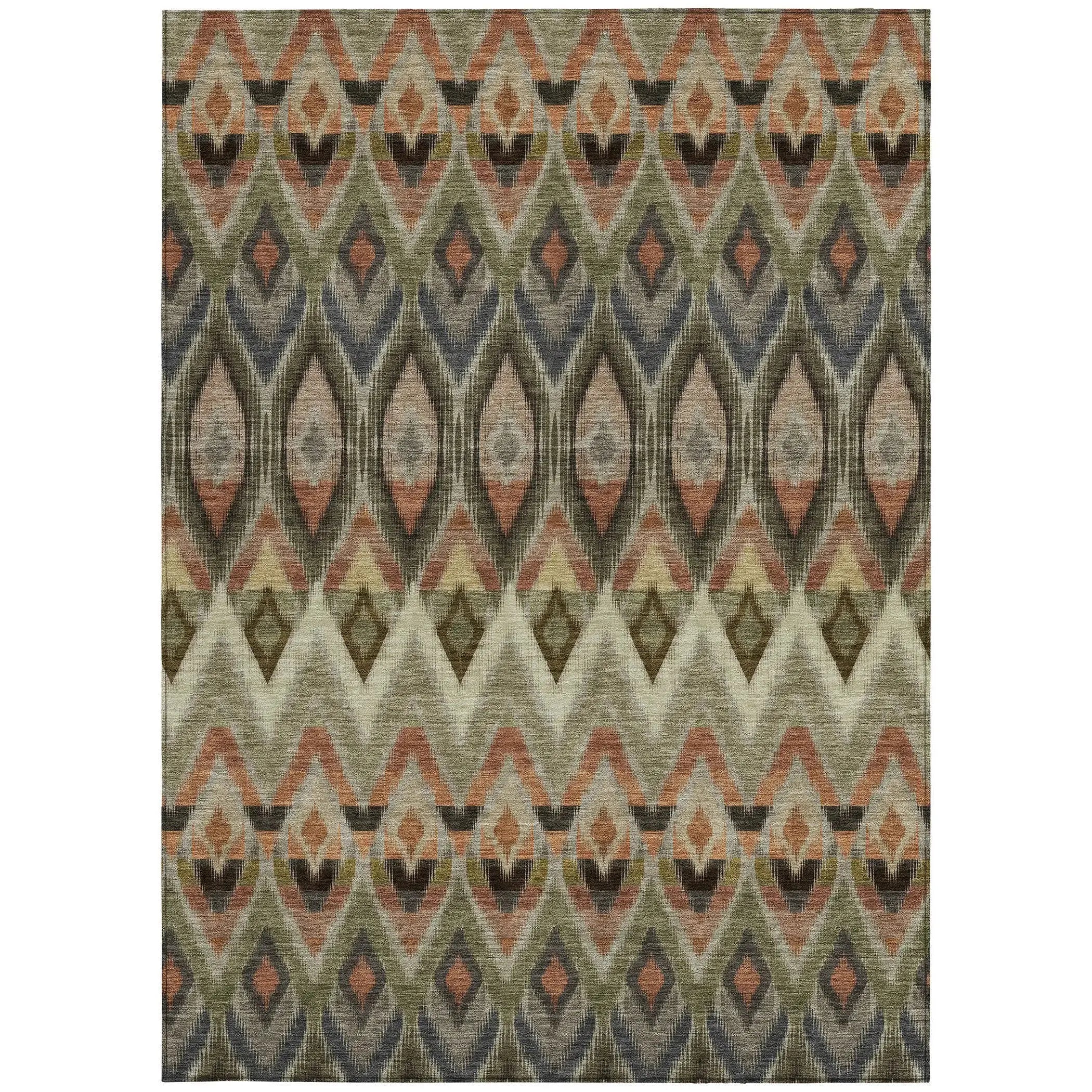 8' X 10' Taupe Olive Green And Beige Southwestern Washable Indoor Outdoor Area Rug Homeroots Outdoor